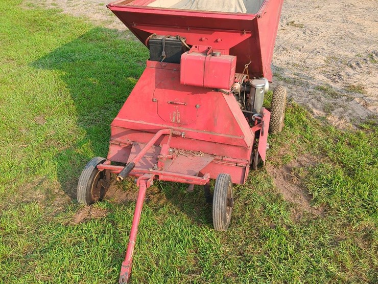 tow-behind-lawn-sweeper,-red,-tow-hitch,-metal-and-fabric-image-1