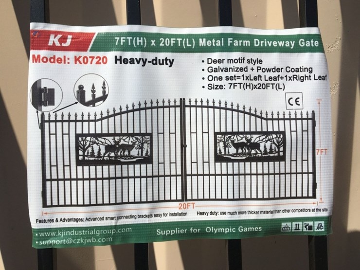 unused-20ft-bi-parting-wrought-iron-gate-w/deer-image-2
