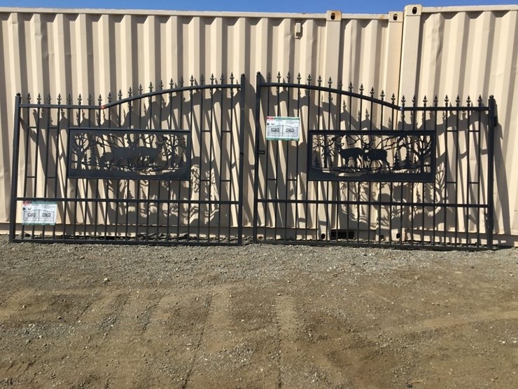 unused-20ft-bi-parting-wrought-iron-gate-w/deer-image-1