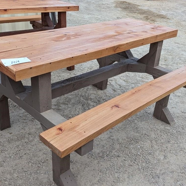 HOMEMADE WOODEN PICNIC TABLE