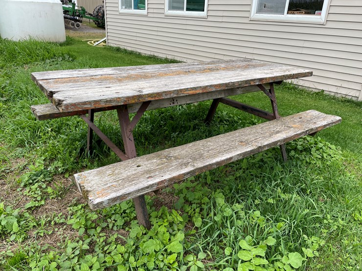 #7120-•-lot-of-homemade-flag-stand,-wooden-picnic-table-and-more-image-3
