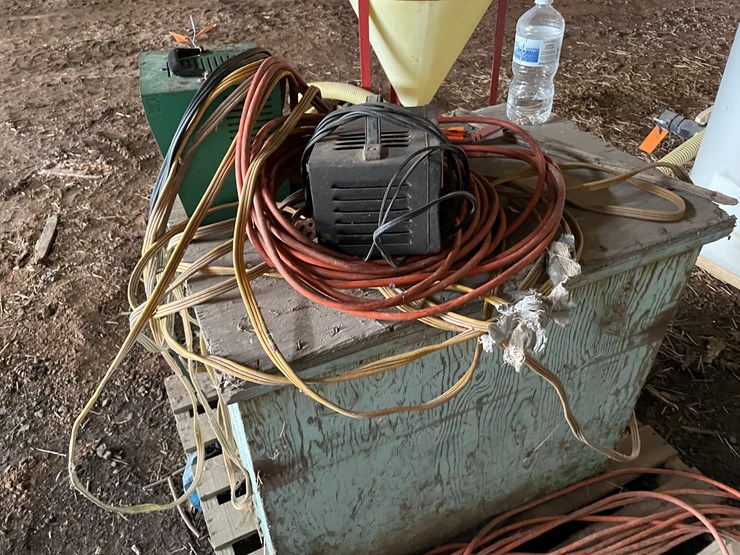 #7168-•-pallet-of-electrical-cords,-battery-chargers-and-wooden-box-image-6