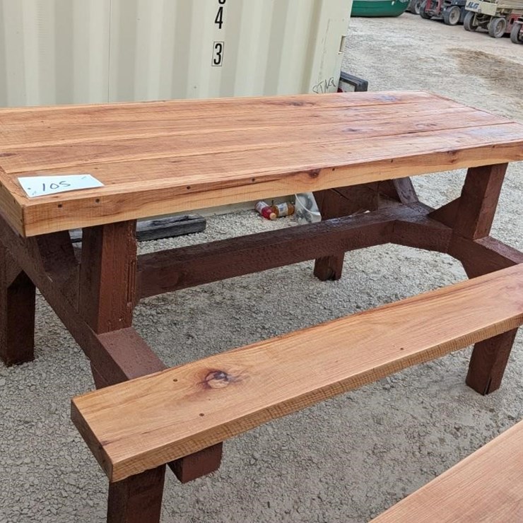 HOMEMADE WOODEN PICNIC TABLE