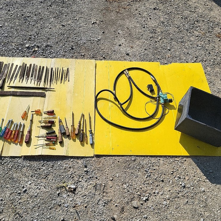 Steel Files, Rasp Bar, Screw Drivers, Chemical Resistant Tank, and Regulator w/Hoses