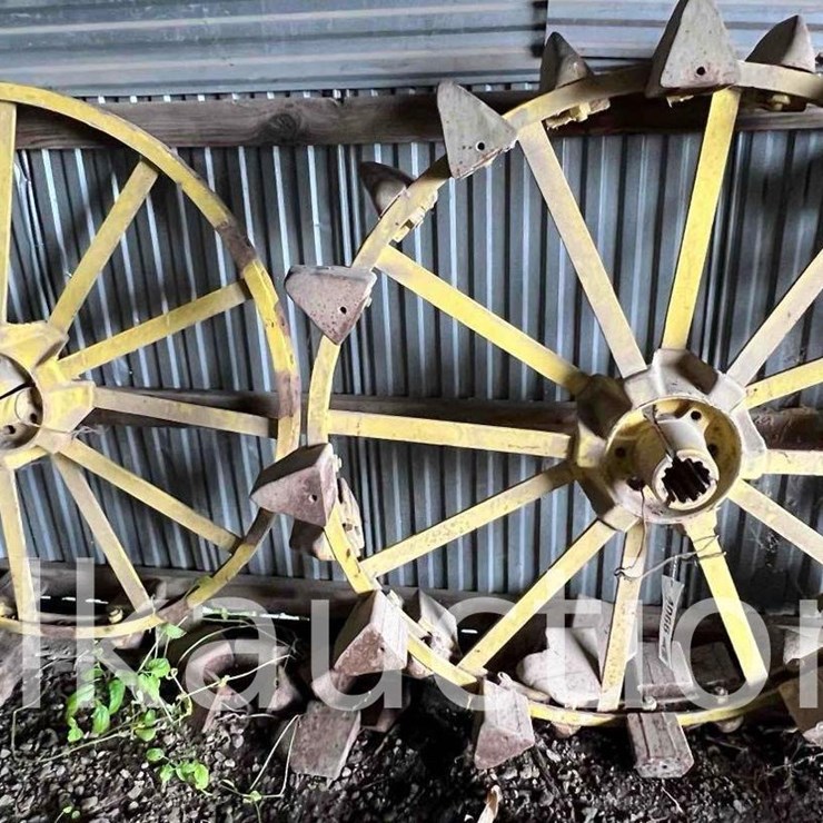 52" JOHN DEERE REAR SKELETON STEEL WHEELS w/ SOME LUGS