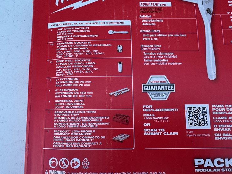 #1001-•-milwaukee-3/8”-drive-28pc-ratchet-&-socket-set-with-packout™-low-profile-compact-organizer---sae...-image-5