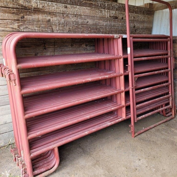 12 - 10' 6 Bar Metal Panels with Walk in Gate