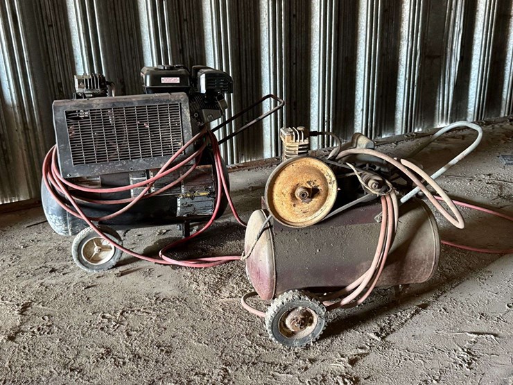 lot-of-2-portable-air-compressors-–-excell-20-gallon-gas-powered-&-older-electric-unit-image-1