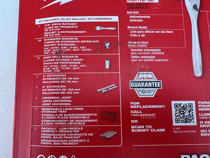 #1002-•-milwaukee-3/8”-drive-28pc-ratchet-&-socket-set-with-packout™-low-profile-compact-organizer---sae...-image-5