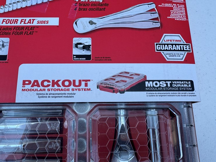 #1002-•-milwaukee-3/8”-drive-28pc-ratchet-&-socket-set-with-packout™-low-profile-compact-organizer---sae...-image-4