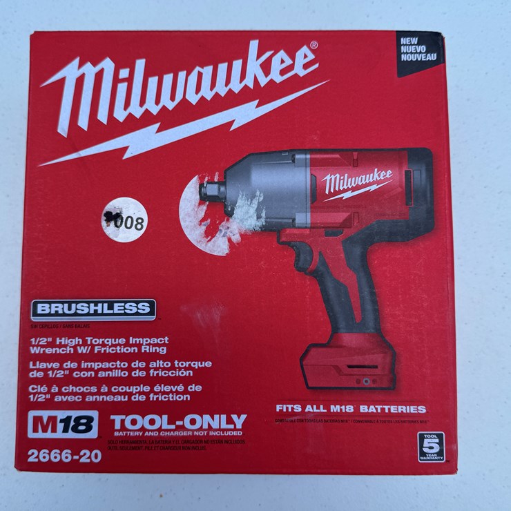 #1008 • Milwaukee M18™ Brushless 1/2" High Torque Impact Wrench w/ Friction Ring 2666-20