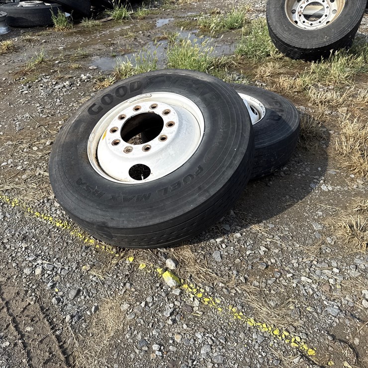 #5268 • Lot of (2) 11R22.5 Tires w/ 10-hole Rims