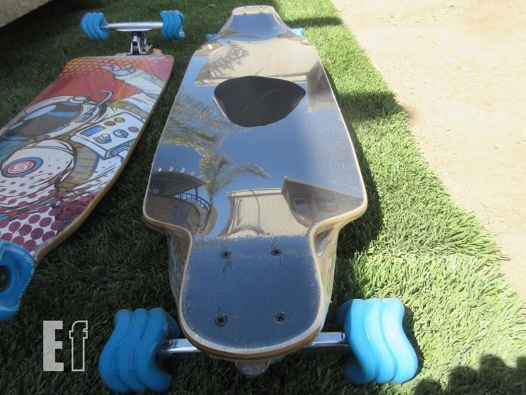 (2)-39"-x-10"-longboard-skate-boards,-70mm-shark-w-image-5