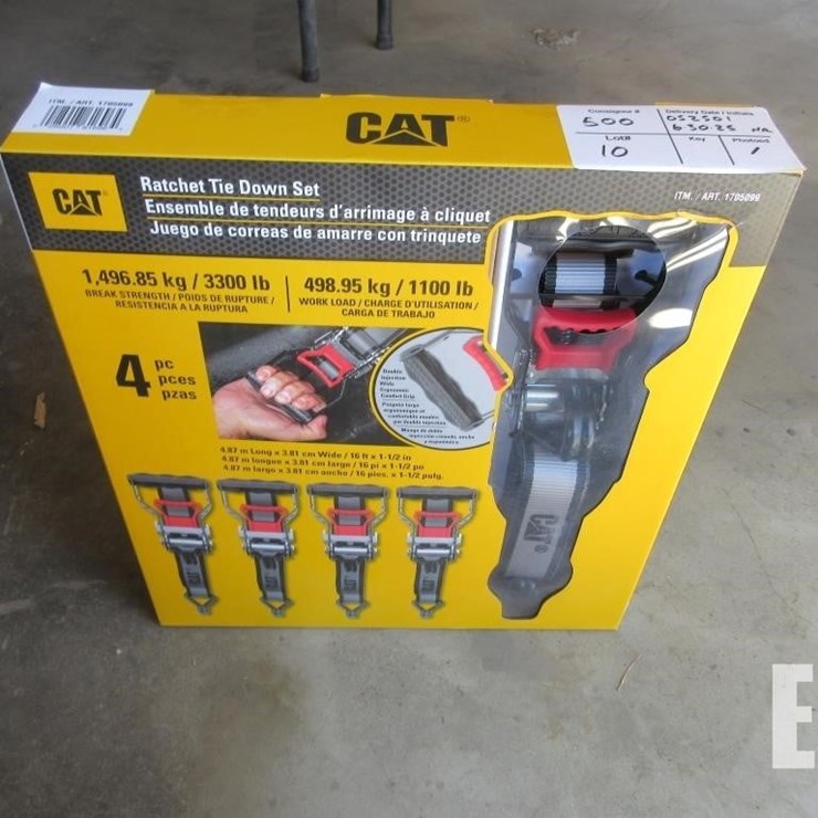 (4) 16' X 1/2" CAT RATCHET STRAPS, 3,300# BREAK ST