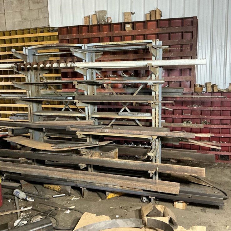 #119 • Metal Rack and All Assorted Steel Stock Contents