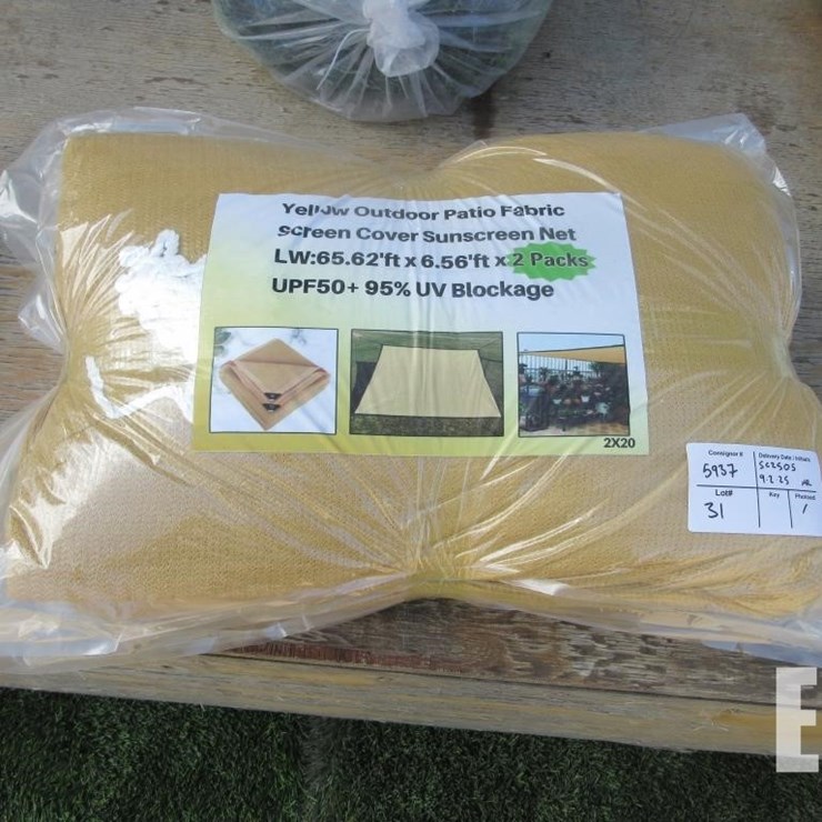(2) YELLOW OUTDOOR PATIO FABRIC SCREEN
