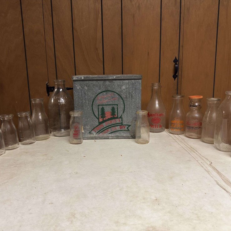 (14) Dairy Bottles and Cooler