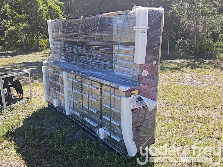 unused-2025-9.5'-work-bench-c/w-30-drawers,-drawers-c/w-lock,-anti--slip-inners,-3-rail-sliding,-stainless-steel-top-image-1