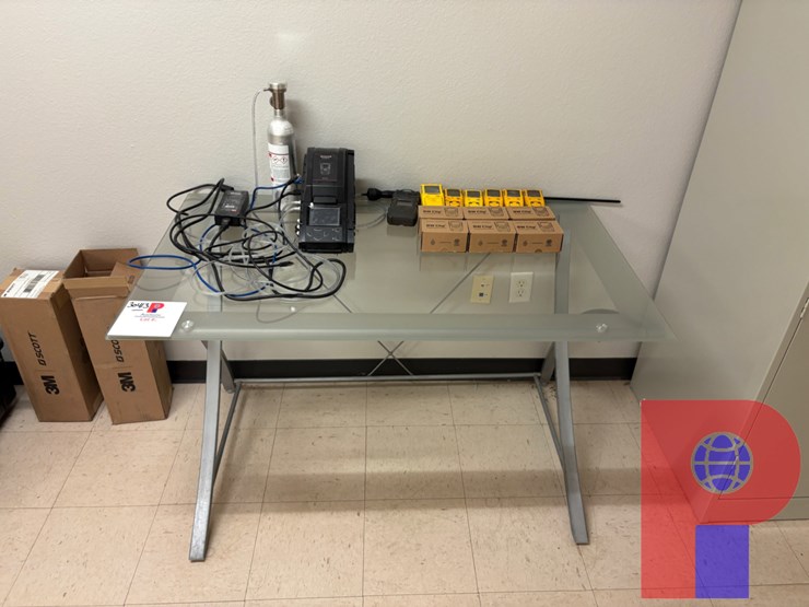glass-top-table-w/-(12)-honeywell-portable-single-gas-detection-devices-&-calibration-machine-image-1
