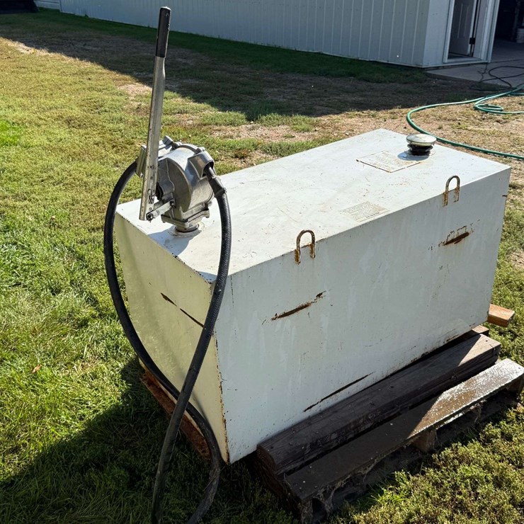Pickup Fuel Barrel, Measures 23” x 45” x 24” Tall, Has Hand Pump and Hose, Model: HP100 Great Plains