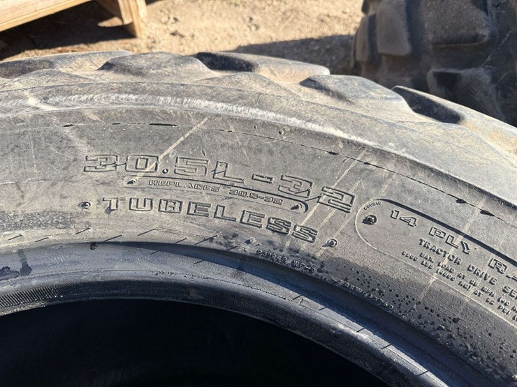 (2)-used-goodyear-20.5l-32-diamond-tread-tires,-one-holds-air-but-one-needs-a-tube,-buying-all-for-o-image-8