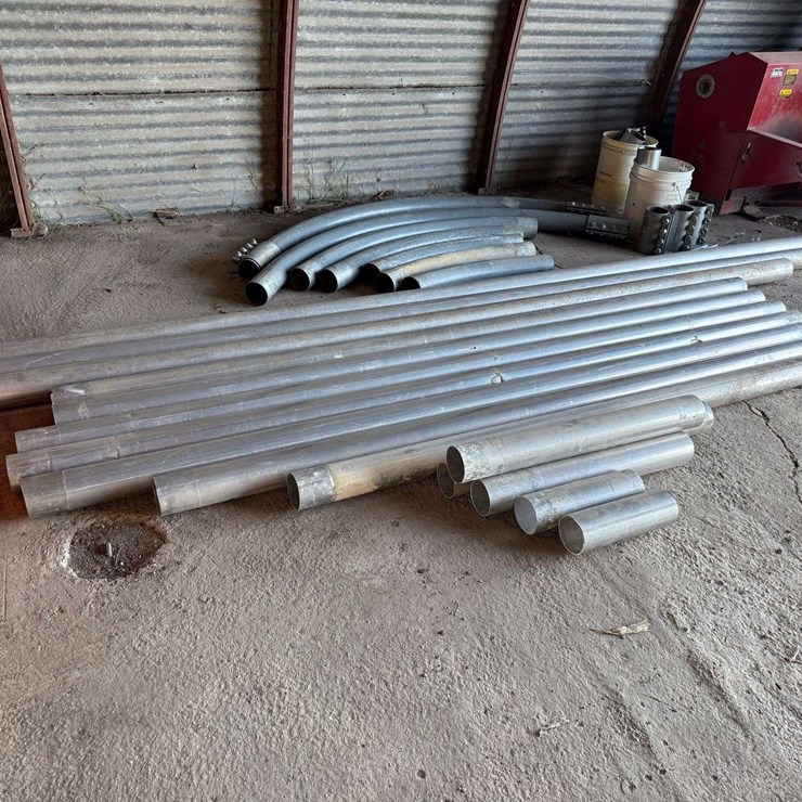 4” Aluminum Air System Tubing, Approx 100’, Assortment of Steel Angle Pipes and Connectors
