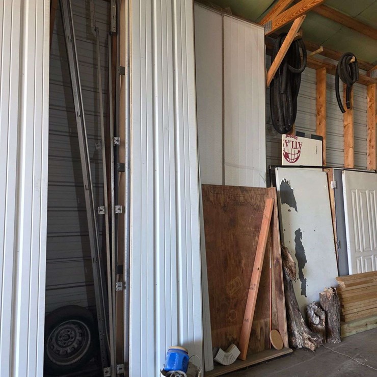 (1) Used 12’ x 11’2” Garage Door, ¾” Foam Insulation, Comes with all Track (High Lift Track up to 14