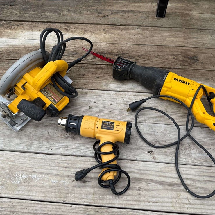 Dewalt 7 ¼” Circular Saw, Dewalt Reciprocating Saw and Seekone Heat Gun