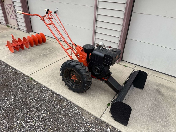 1948-plow-trac-walk-behind-5hp-garden-tractor-with-36”-dozer-blade,-original-3’-disk,-6-12-original-image-1