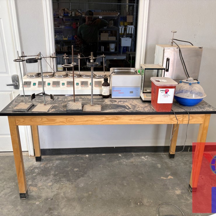 6’ X 2.5’ X 3’ TABLE W/ LAB EQUIPMENT