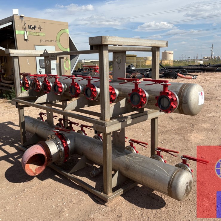 (2) STAINLESS DISTRIBUTION MANIFOLDS W/ 12” INLET & (10) 4” OUTLETS