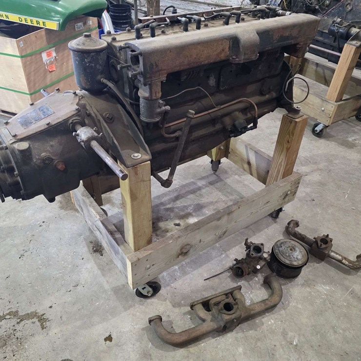 Late Model Pontiac Inline 8 Engine Converted to Marine Use by Kermath, Loose and in Excellent Condit