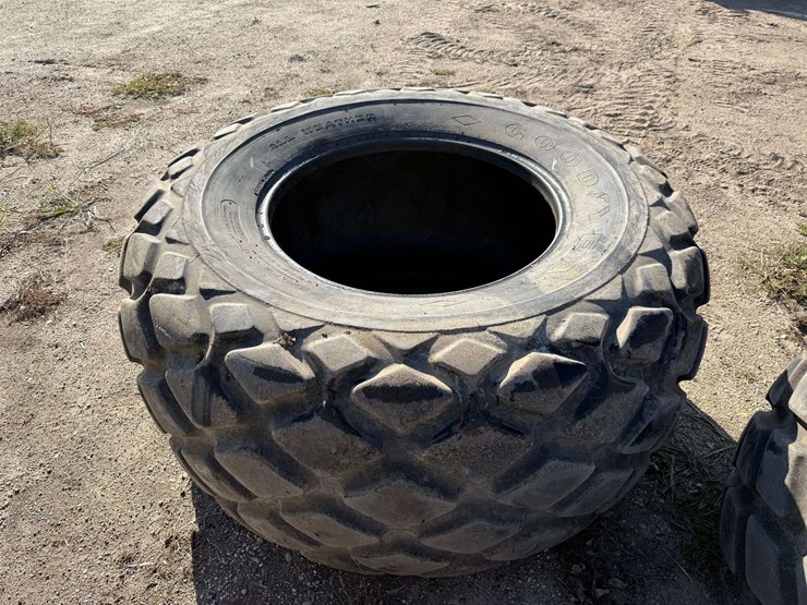 (2)-used-goodyear-20.5l-32-diamond-tread-tires,-one-holds-air-but-one-needs-a-tube,-buying-all-for-o-image-5