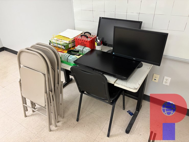 4.5’-x-2’-x-2.5’-desk-w/-folding-chairs,-(3)-monitors,-safety-equipment-image-2