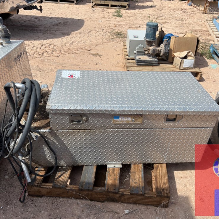 RDS 51 GALLON FUEL TRANSFER TANK/ TOOLBOX COMBO W/ TRANSFER PUMP & HOSE