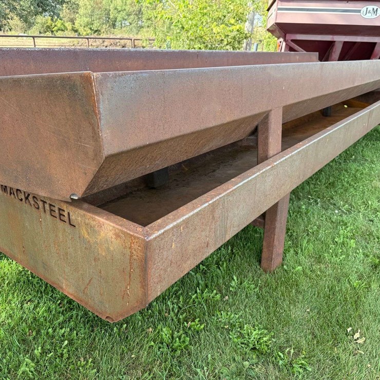 (2) MackSteel Feed Bunks, (1) 22’ Long, 43” Wide, 29” Tall, 15” Deep, and (1) 20’ Long, 34” Wide, 28