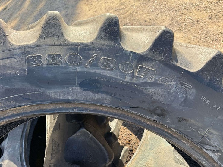 (3)-used-firestone-380/90r46-radial-tires,-all-were-mounted-tubeless-and-held-air-image-8