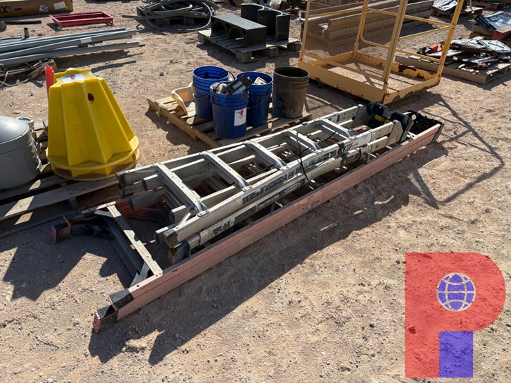 (4)-pallets-w/-assorted-nuts,-bolts,-spare-wheels,-&-ladders-image-1