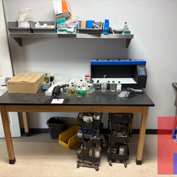6’ X 2.5’ X 3’ WORK TABLE W/ LAB EQUIPMENT