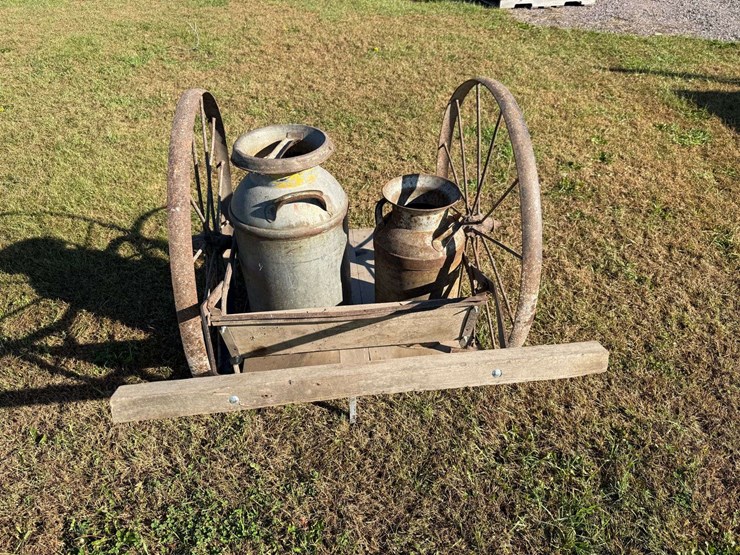 old-cream-can-cart-with-2-cream-cans-image-2