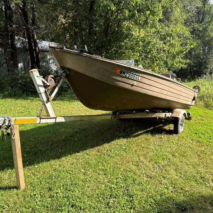 Mirro Craft Boat, Motor and Trailer, 65hp Evinrude Engine, Aluminum Boat, Has Been Stored for Approx