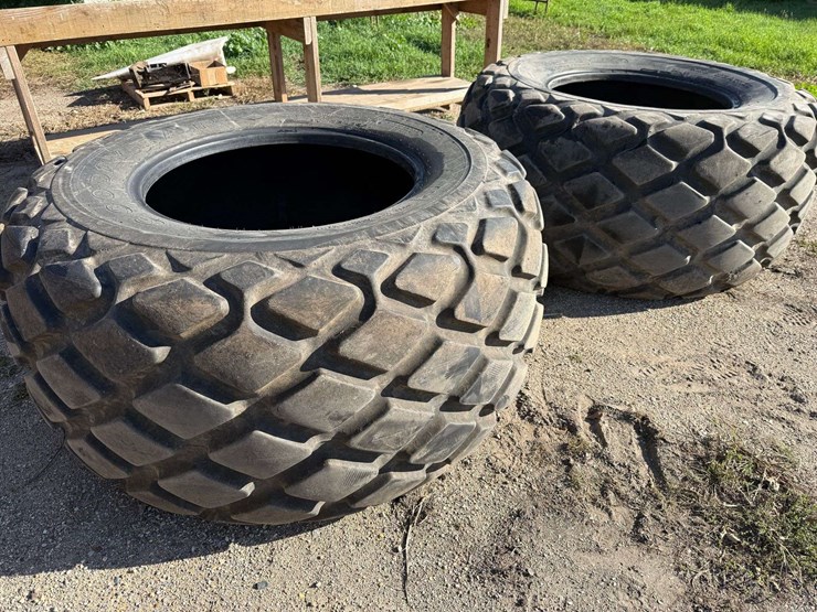 (2)-used-goodyear-20.5l-32-diamond-tread-tires,-one-holds-air-but-one-needs-a-tube,-buying-all-for-o-image-11