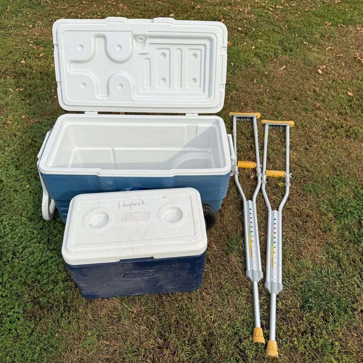 (2) Coolers and Crutches, Buying All for One Money