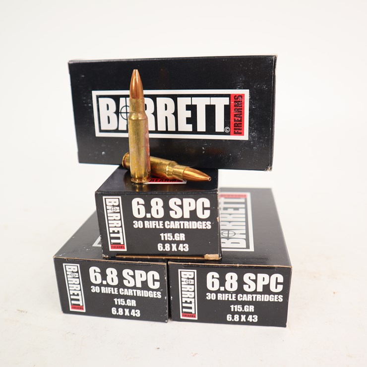 #90 • #4135 • (120rds) Barrett 6.8 SPC Hollow Point FMJ Ammunition