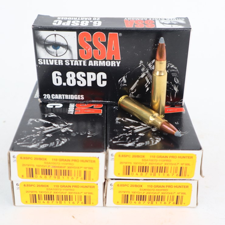 #85 • #4142 • (100rds) Silver State Armory 6.8 SPC Soft Point Ammunition