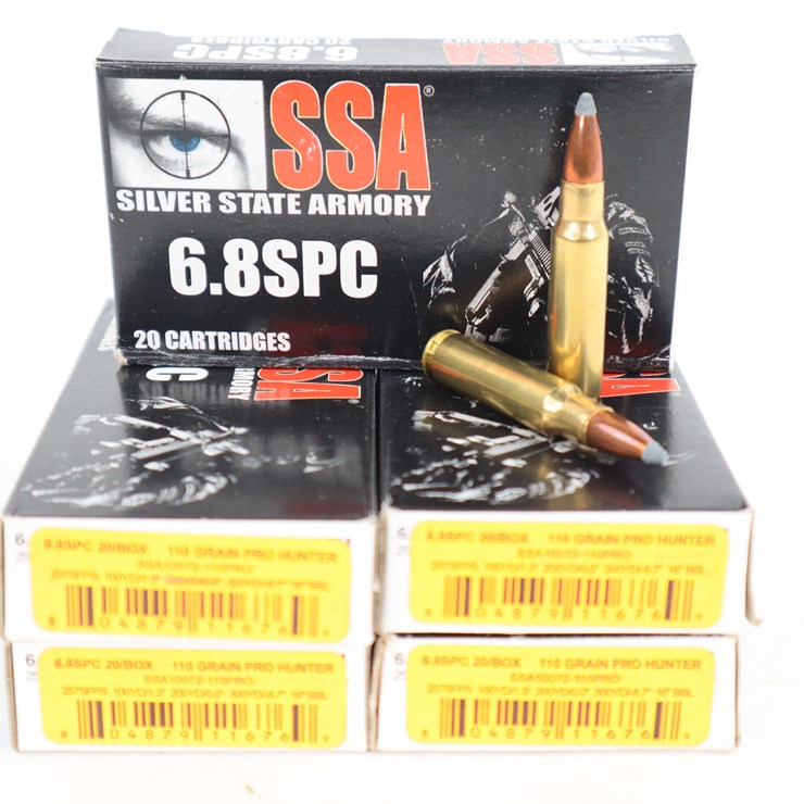 #68 • #4140 • (100rds) Silver State Armory 6.8 SPC Soft Point Ammunition