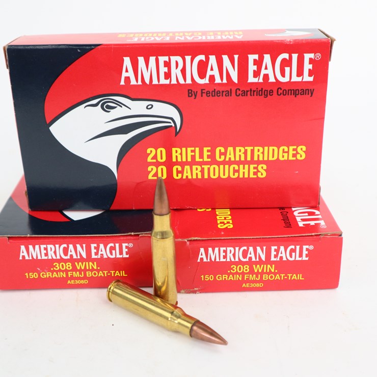 #43 • #4112 • (60rds) Federal American Eagle FMJ Boat Tail 308 Win Ammunition