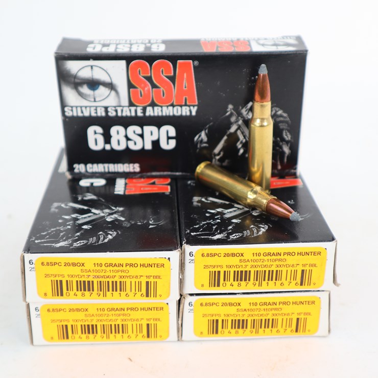 #86 • #4143 • (100rds) Silver State Armory 6.8 SPC Soft Point Ammunition