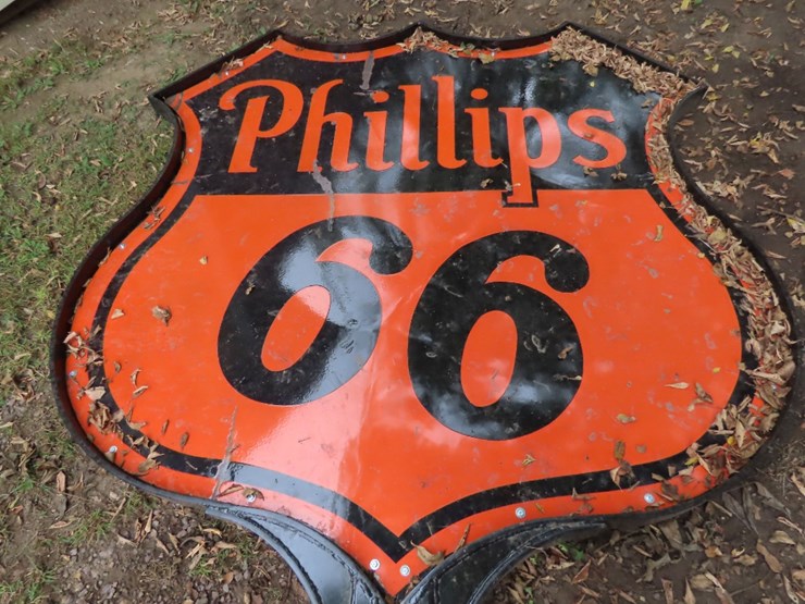 phillips-66-double-sided-porcelain-sign-in-with-bracket-and-pole-image-2