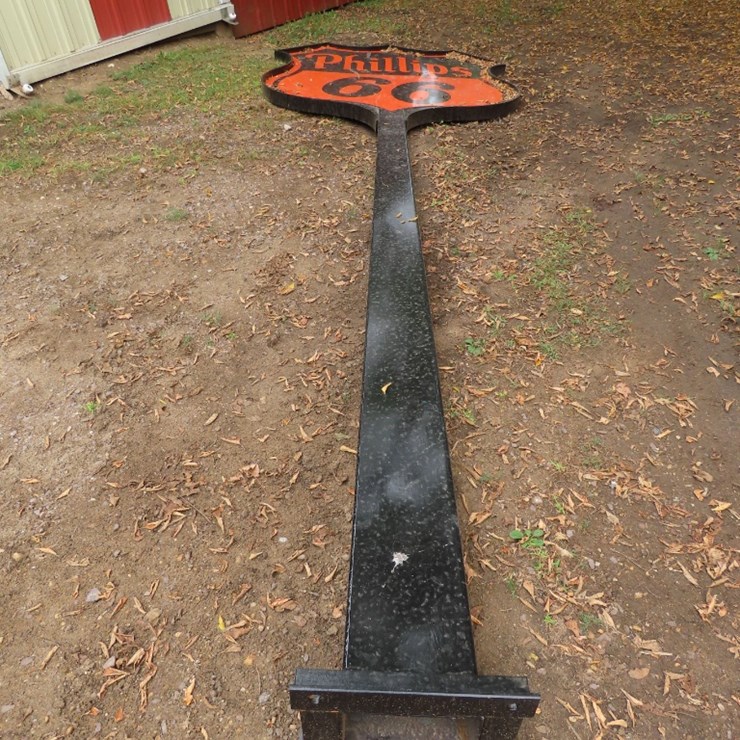 Phillips 66 Double Sided Porcelain Sign in with Bracket and Pole